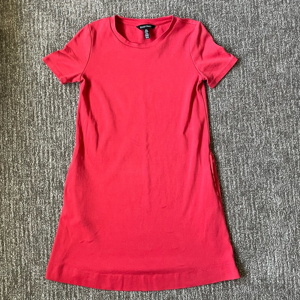 Ellen Tracy Red T-Shirt Dress